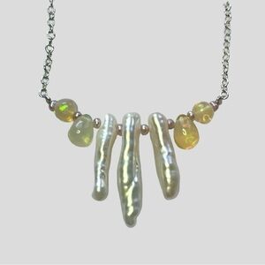 Elegant Pearl and Ethiopean Opal Bead Necklace!